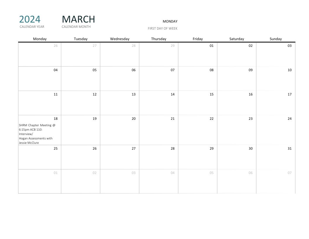 Calendar Middle Tennessee State University